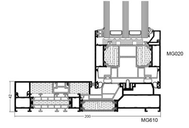 presek INFERNO Monorail Sistema prag sa krilom (MG610 + MG020)